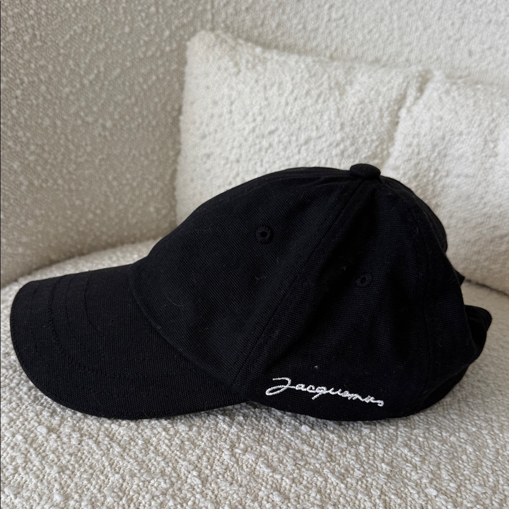 Jacquemus Black Cap with White Script Logo